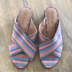 Madewell Pastel Striped Crisscross Mules